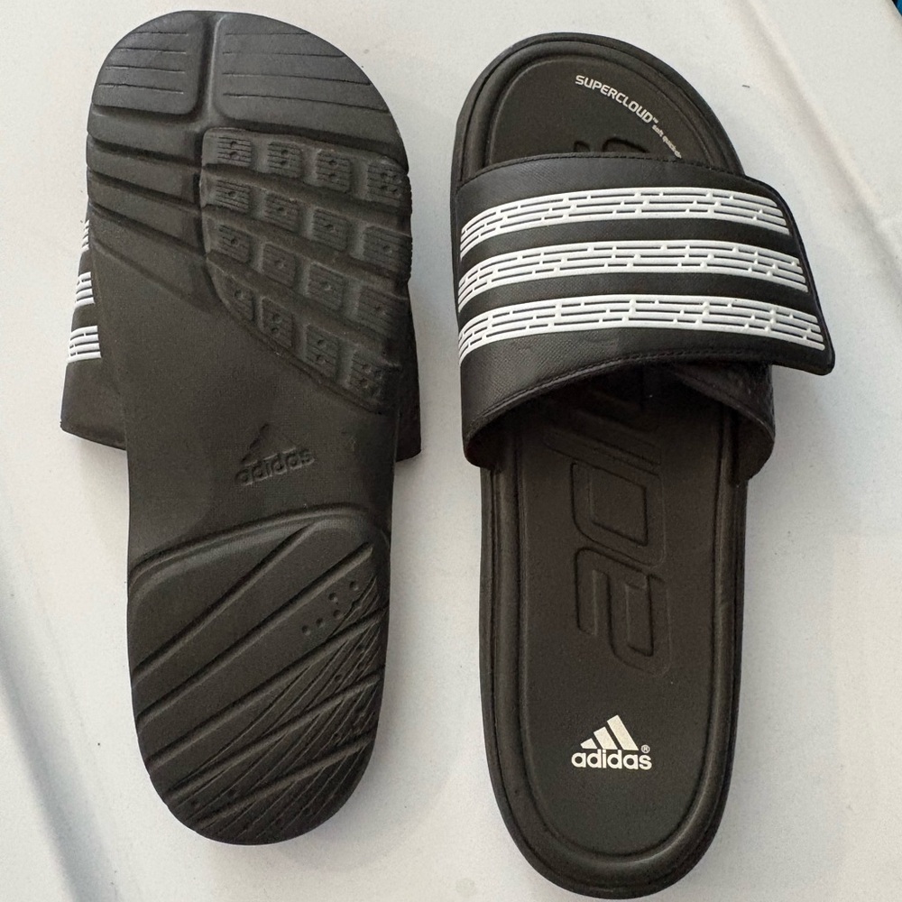 Adidas Black and White Supercloud Sandals